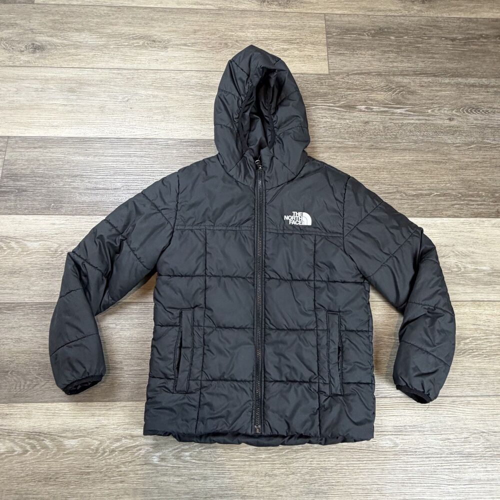 The North Face Jacket Boys Size 10-12 Black Hooded Puffer Winter Zip Coat